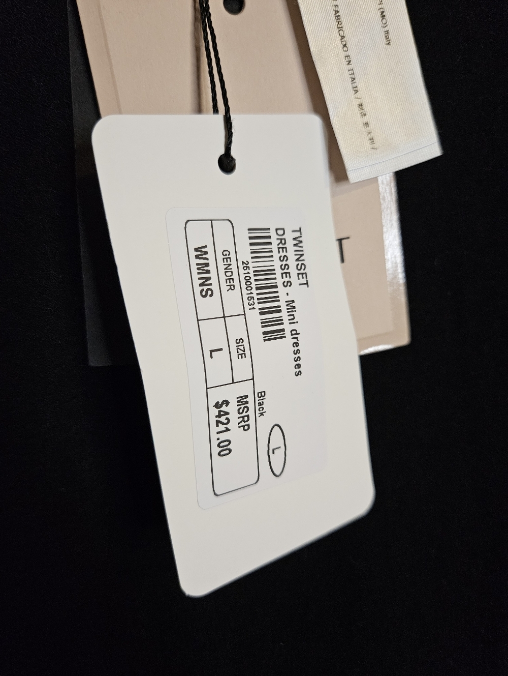 Twinset Milano Classic Black Long Sleeve Knit Midi Dress Split Sleeve NEW - Picture 9 of 10